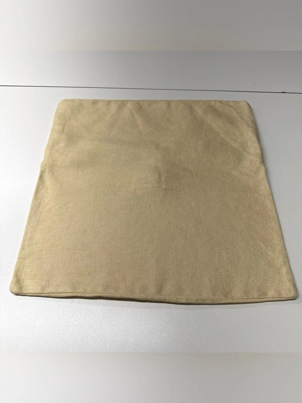 Pottery Barn Gold Light Yellow Pillow Cover 100% Linen Large Button 18